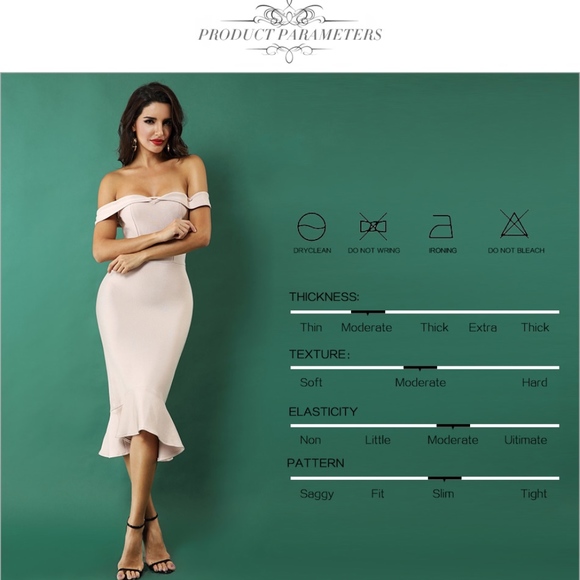 Bandage Off Shoulder Midi Mermaid Dress Blush Nude - Picture 2 of 9